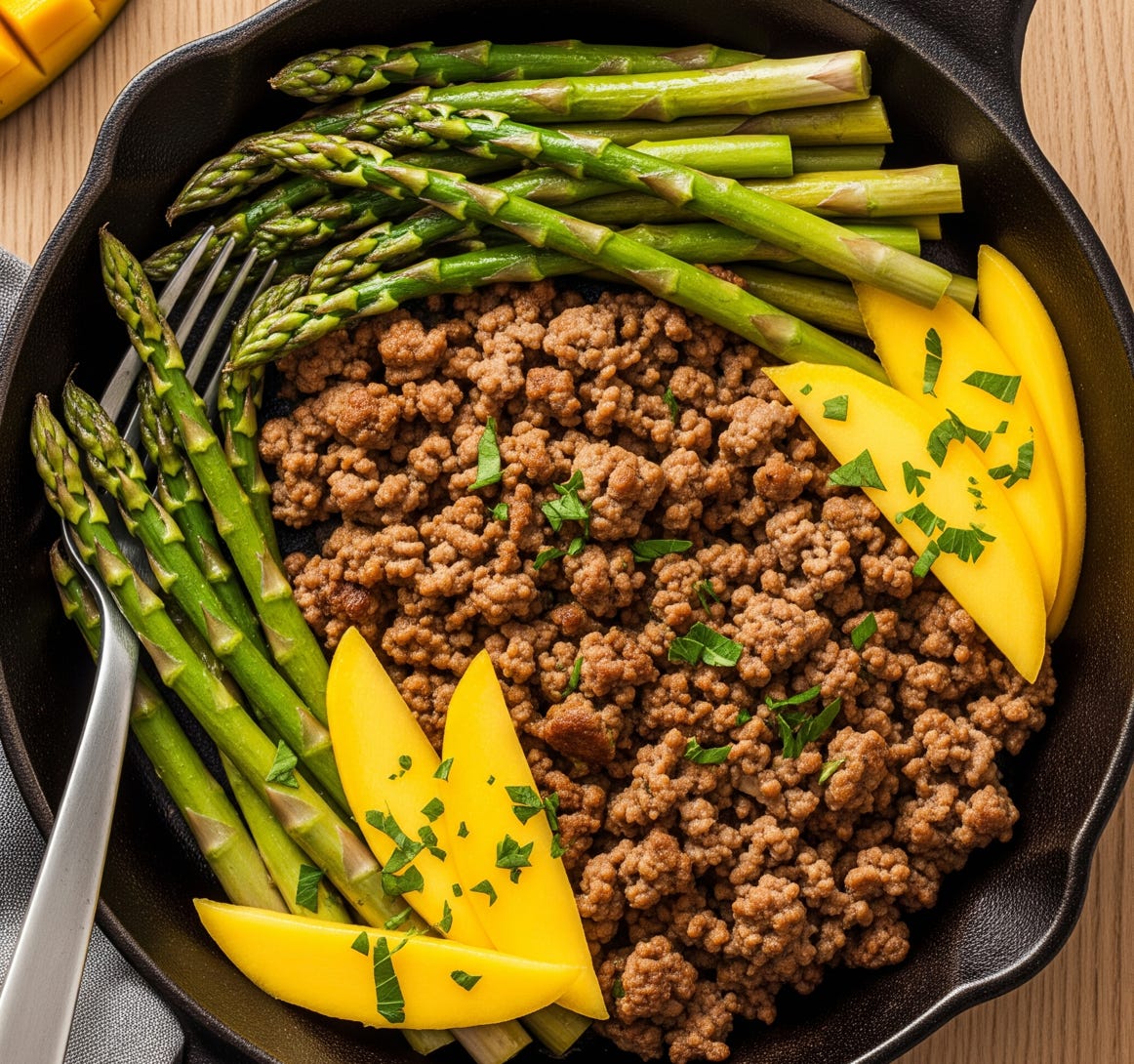 Rezept Hackfleisch-Spargel-Pfanne mit Mango
