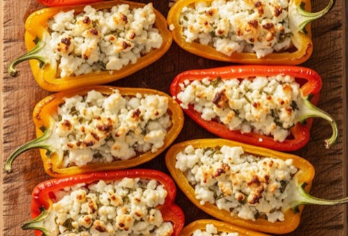 mit feta gefüllte paprika